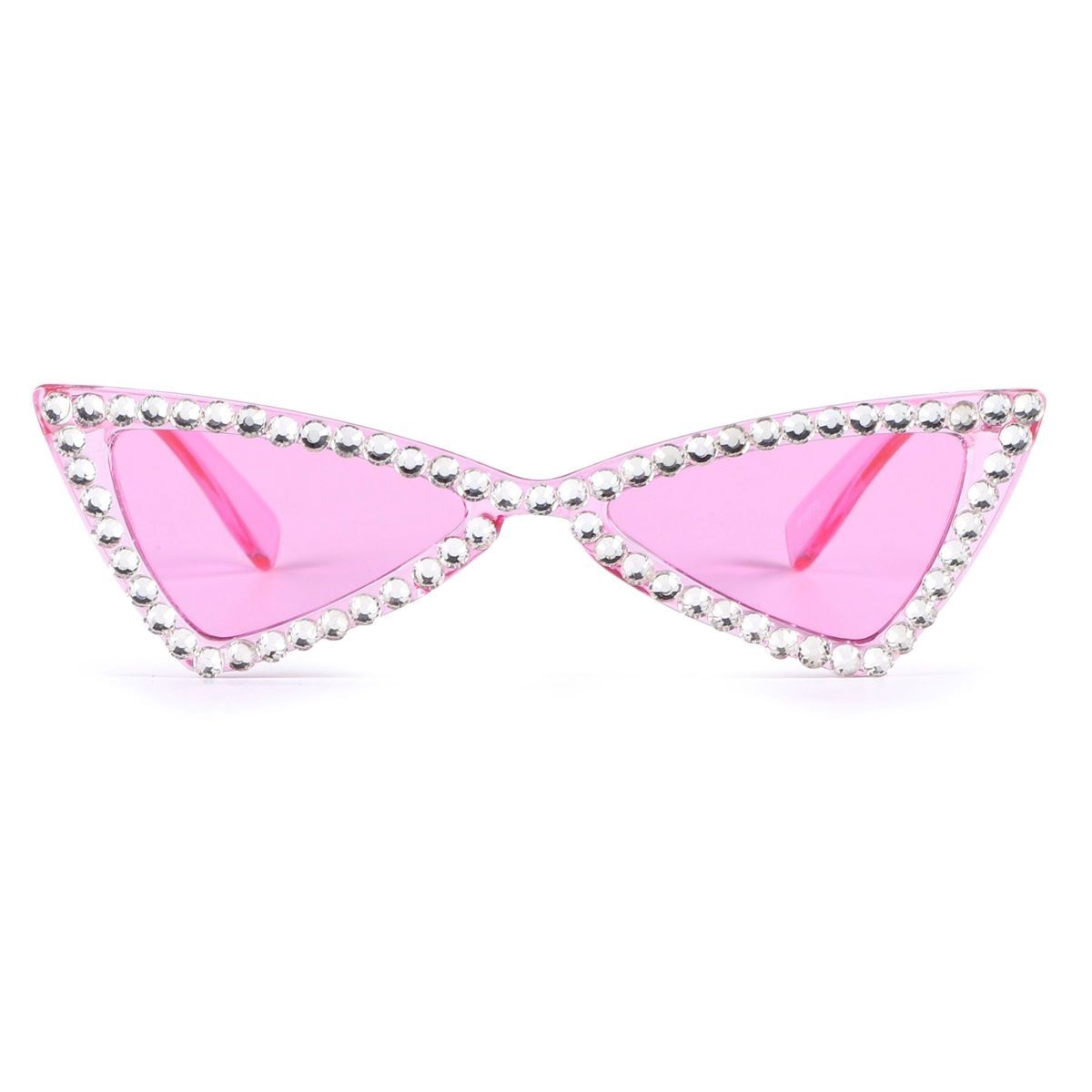Sunglasses Fuchsia Cat Eye Rhinestone Retro Eyewear