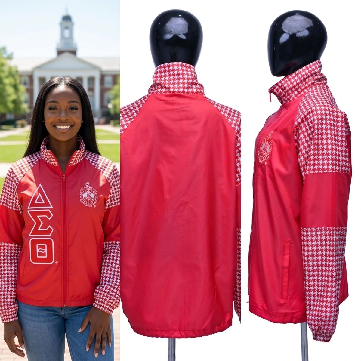 DST Greek Apparel Large Red Windbreaker Jacket