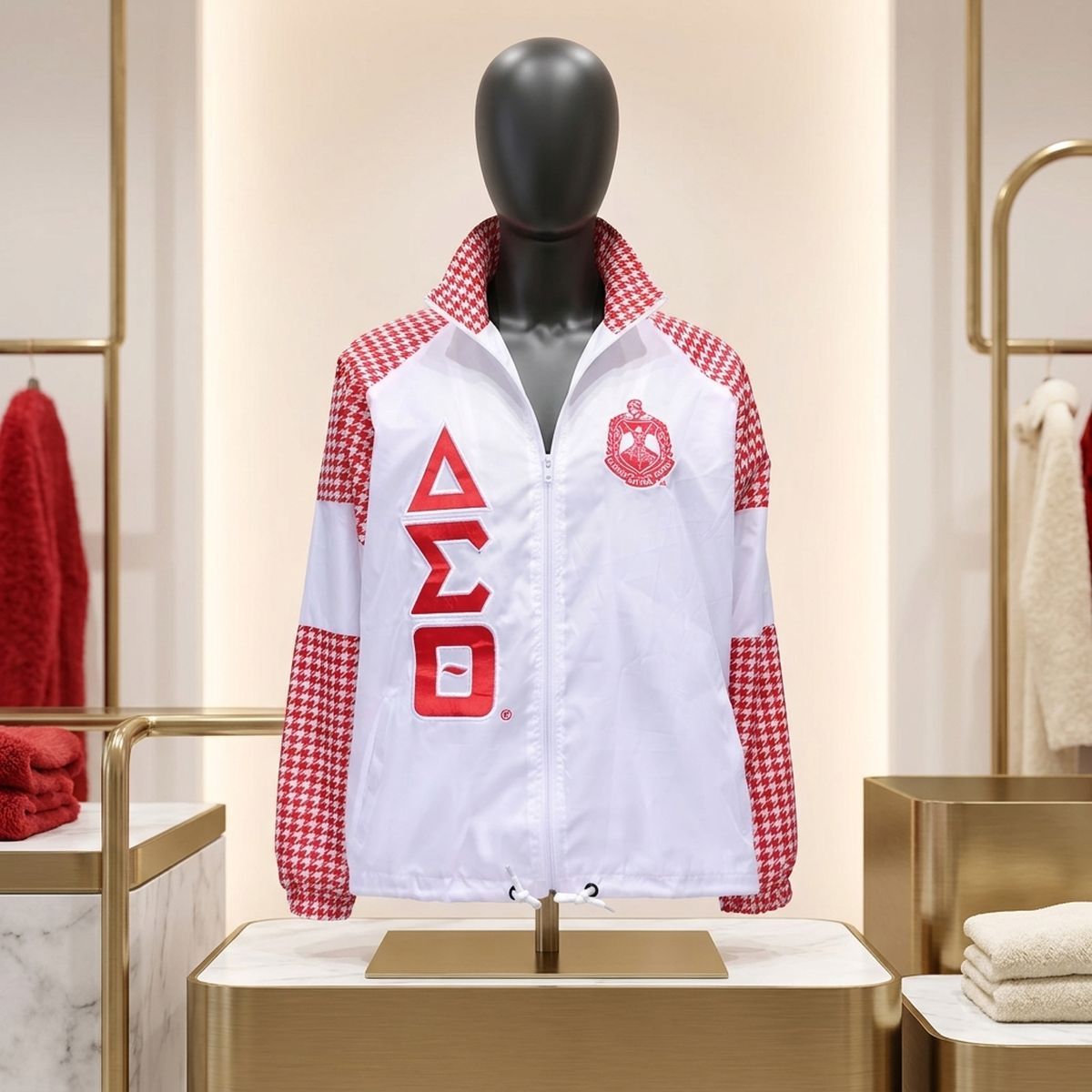 DST Greek Apparel Medium White Windbreaker Jacket