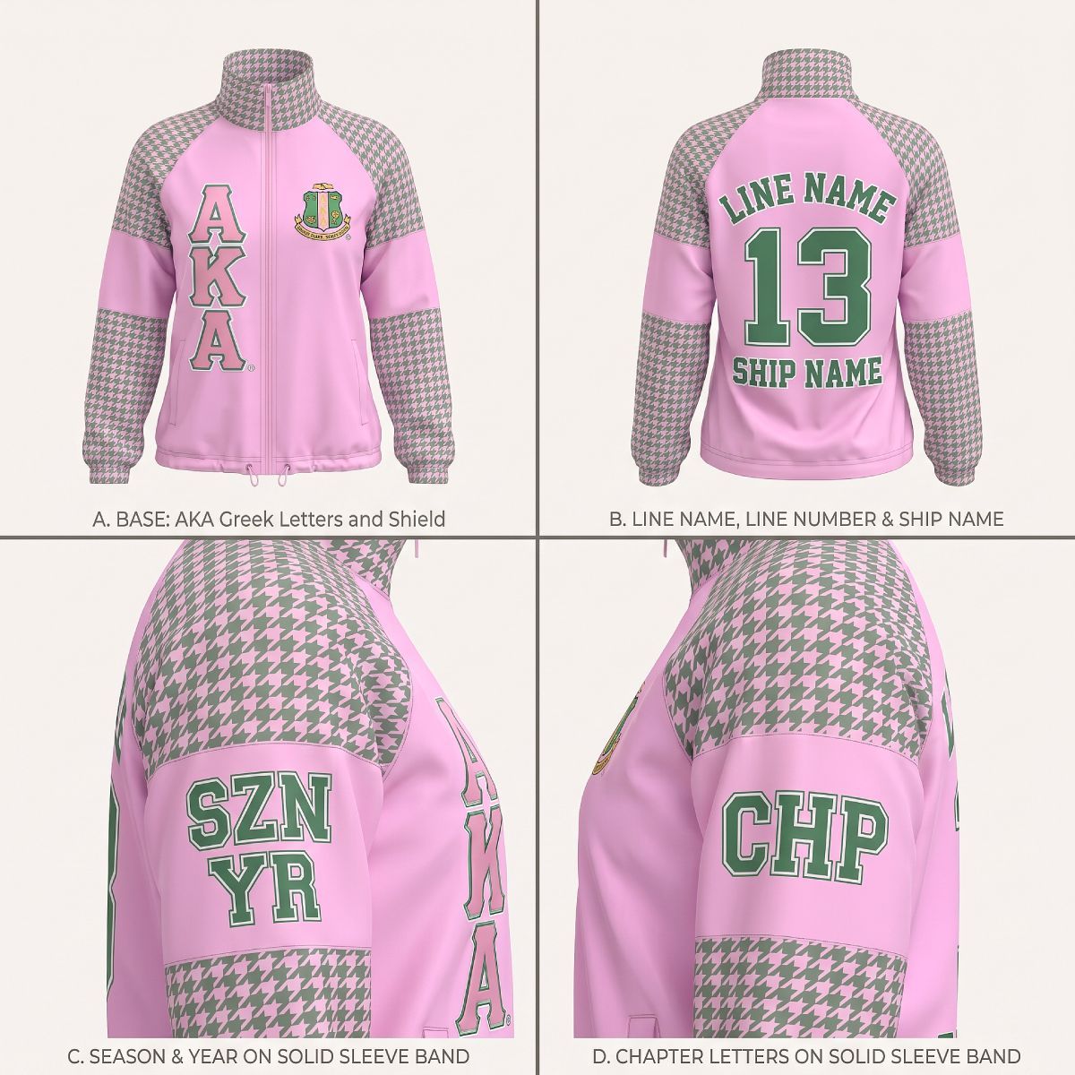 AKA Greek Apparel Large Pink Windbreaker Jacket