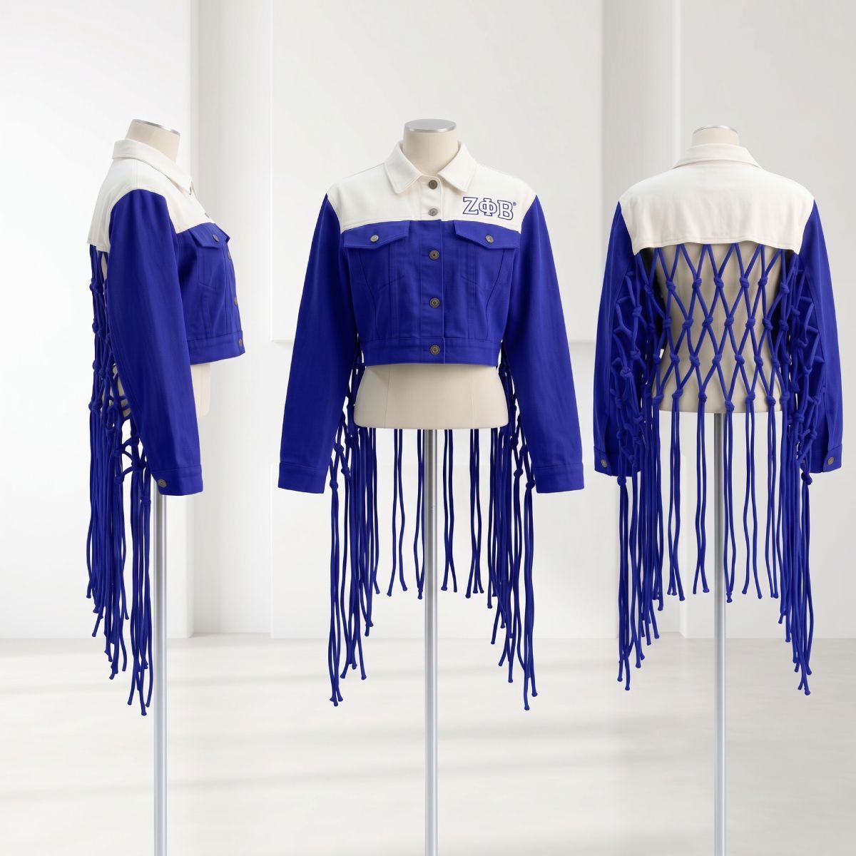 ZPB Apparel 3XL Blue White Denim Fringe Jacket