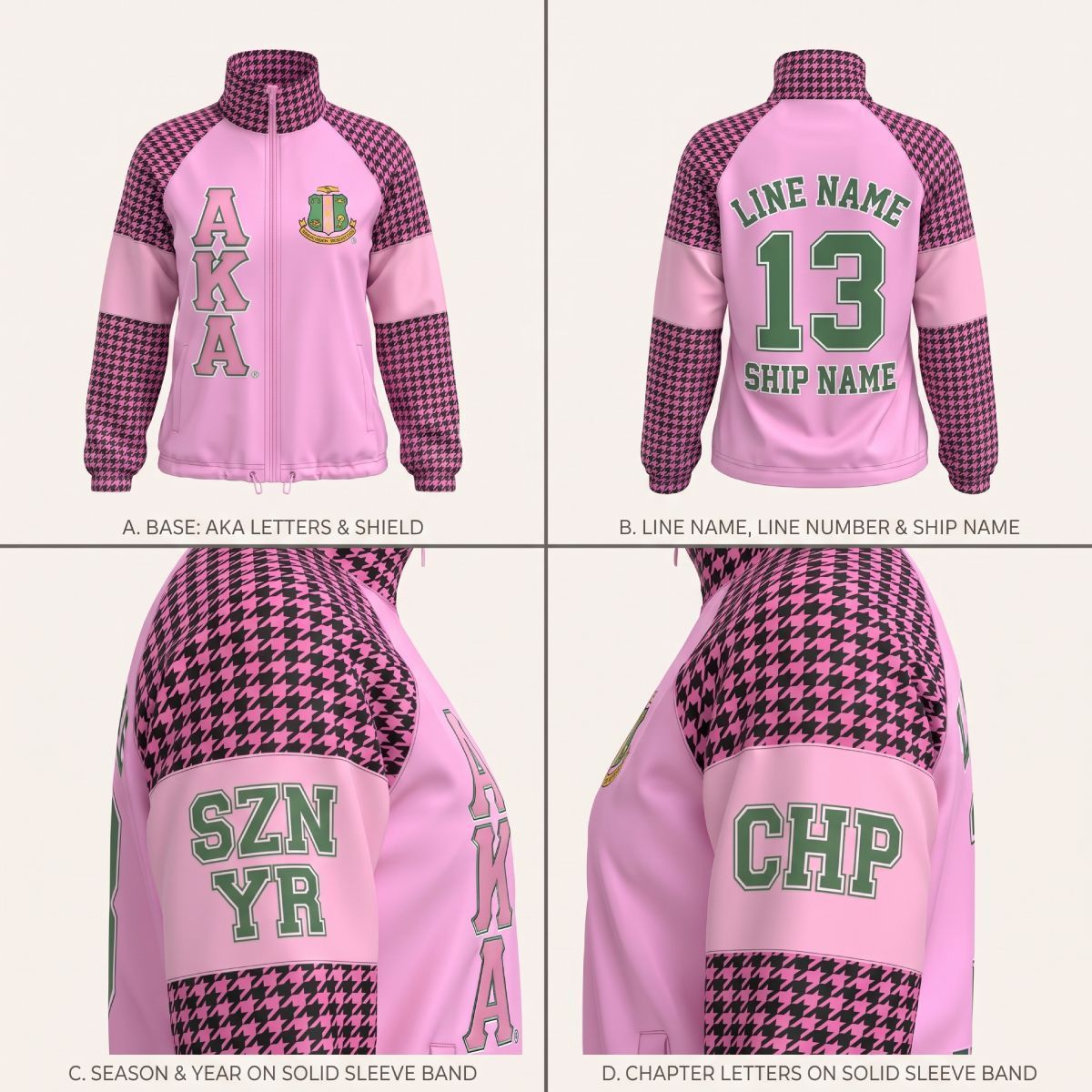 AKA Apparel 4XL Pink & Black Windbreaker Jacket