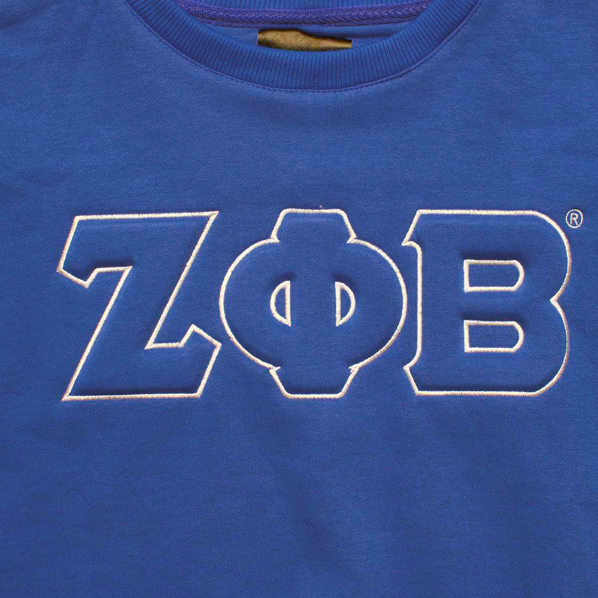 ZPB Greek Gear L Blue Embroidered Crew Sweatshirt