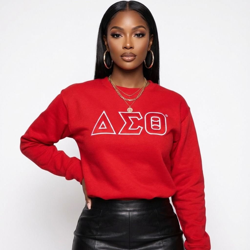 DST Greek Gear XL Red Embroidered Crew Sweatshirt