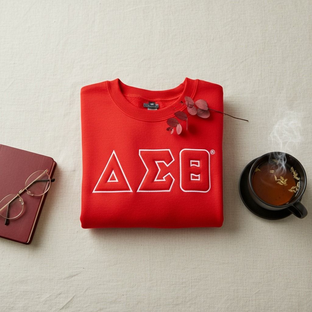 DST Greek Gear XL Red Embroidered Crew Sweatshirt