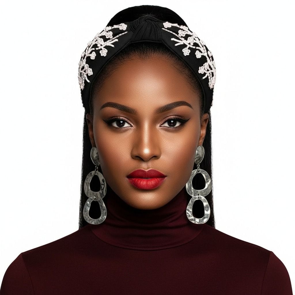 White Bead Embellished Headband