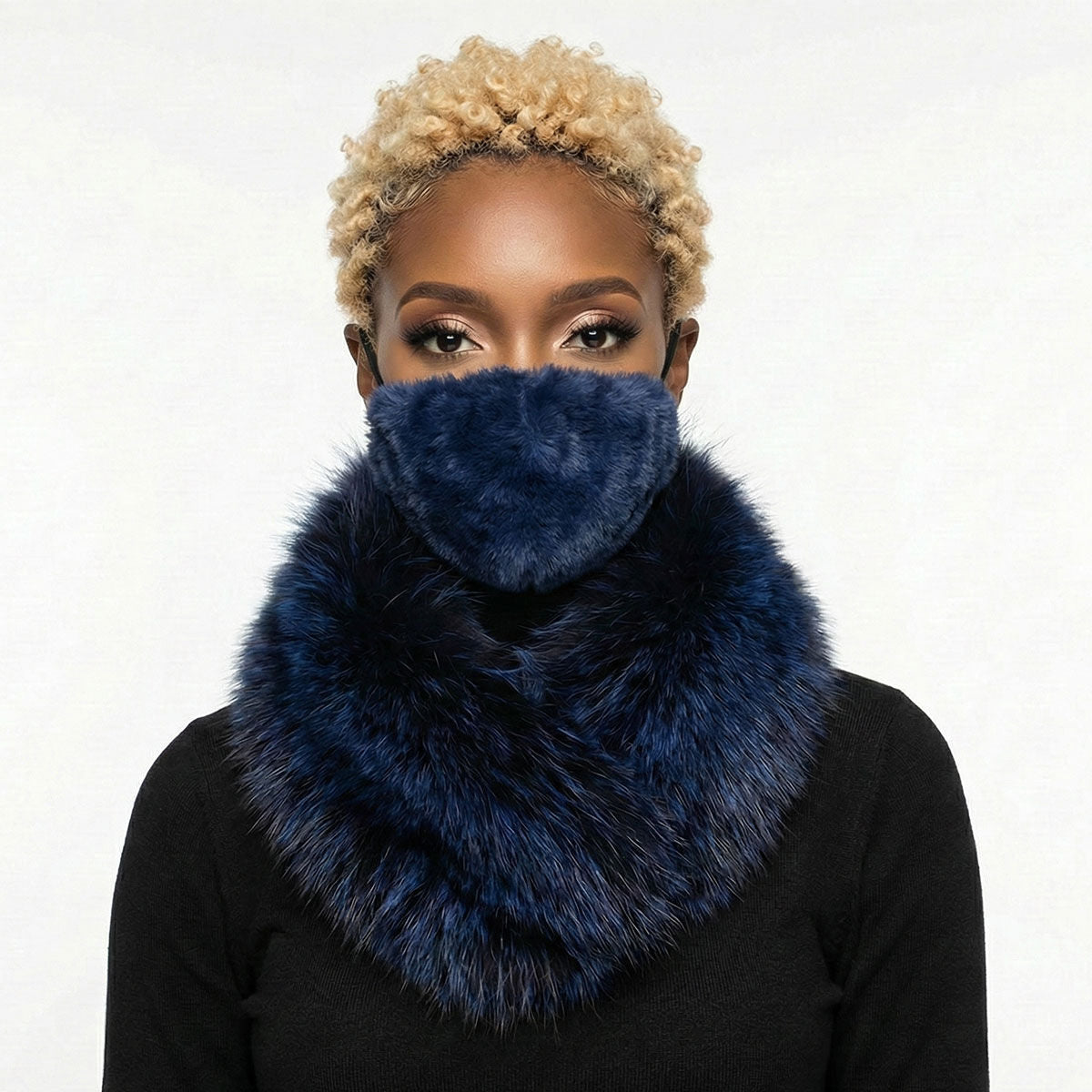 Navy Faux Fur Mask