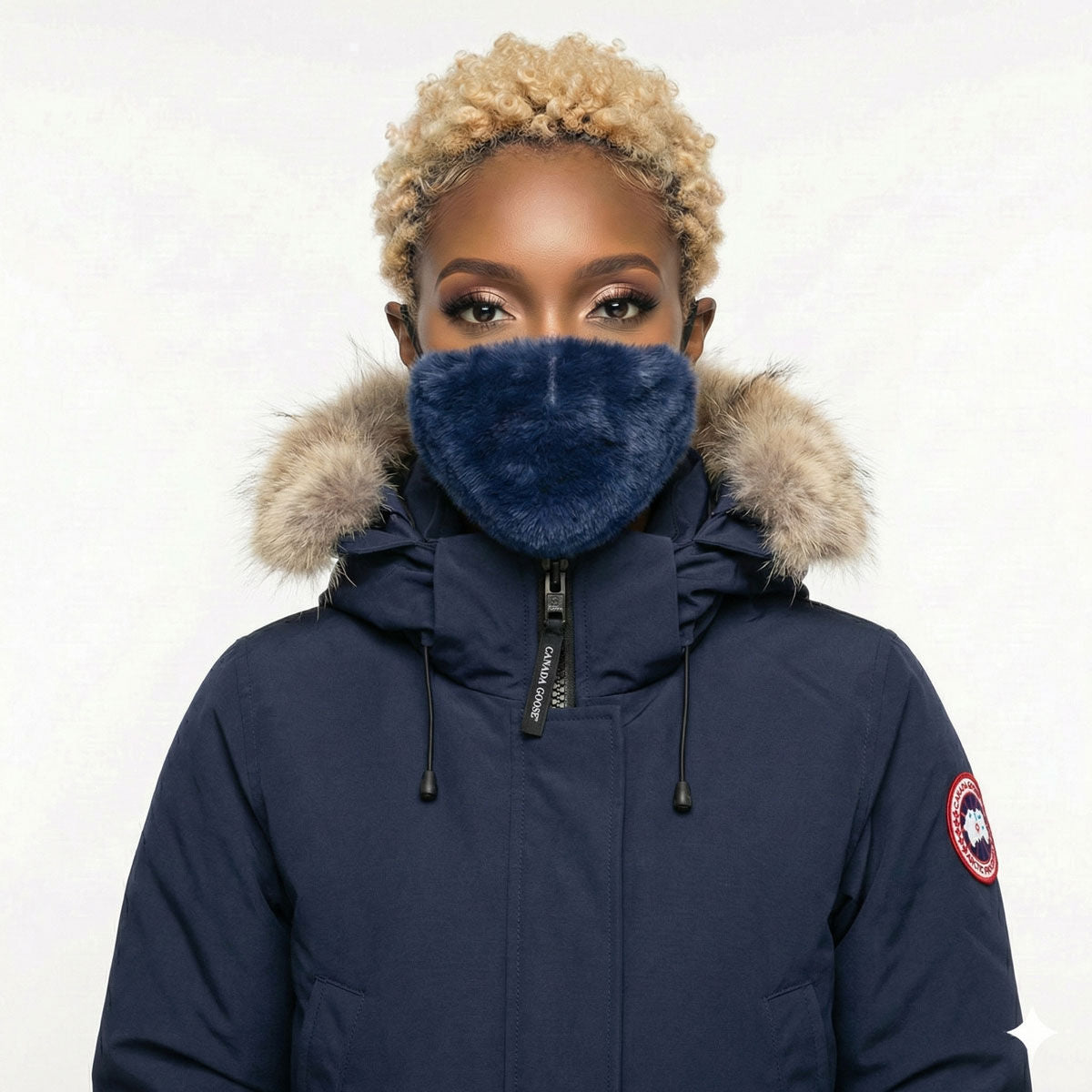 Navy Faux Fur Mask