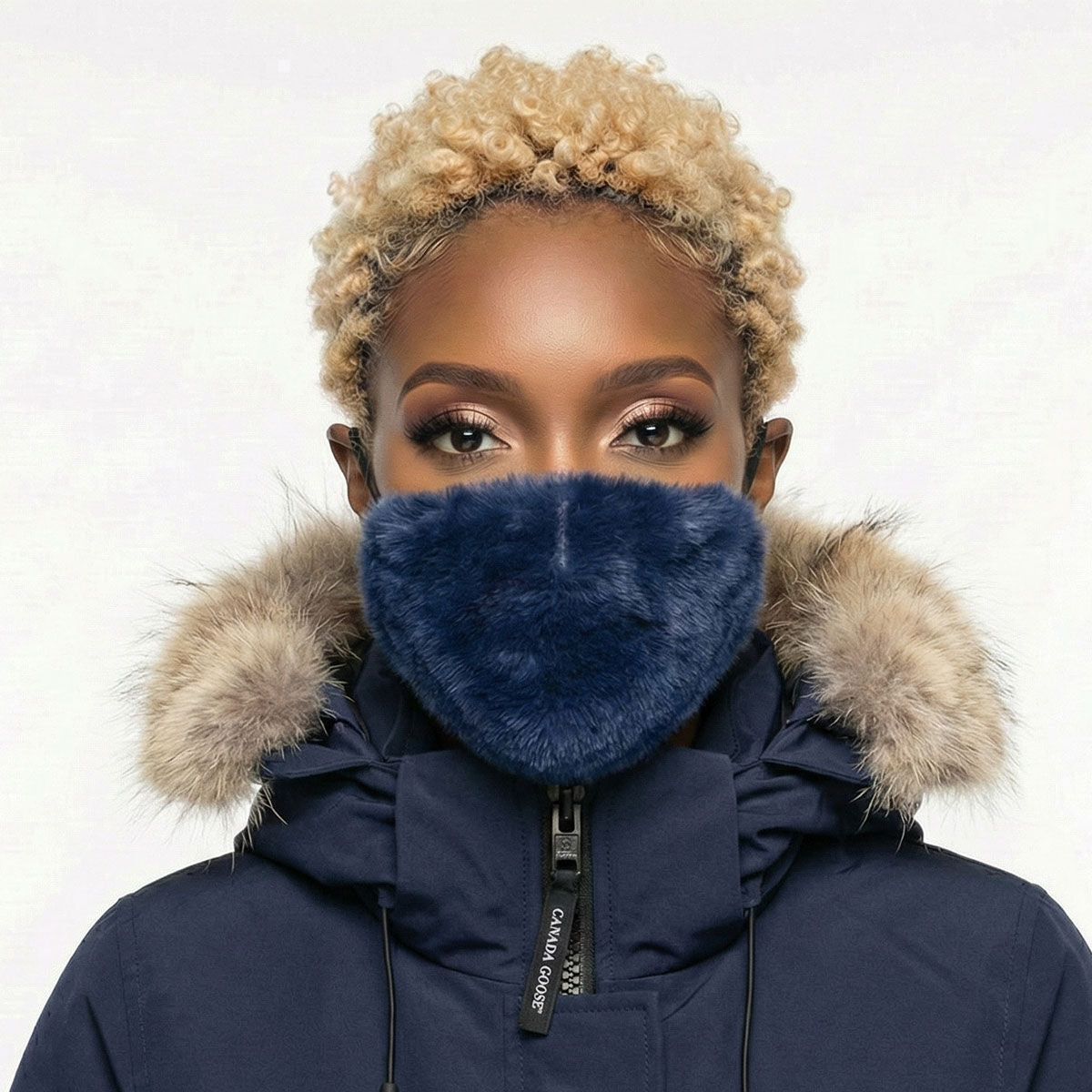 Navy Faux Fur Mask