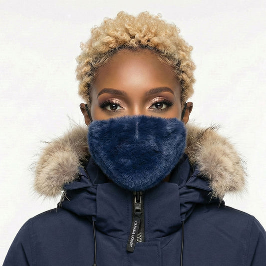 Navy Faux Fur Mask