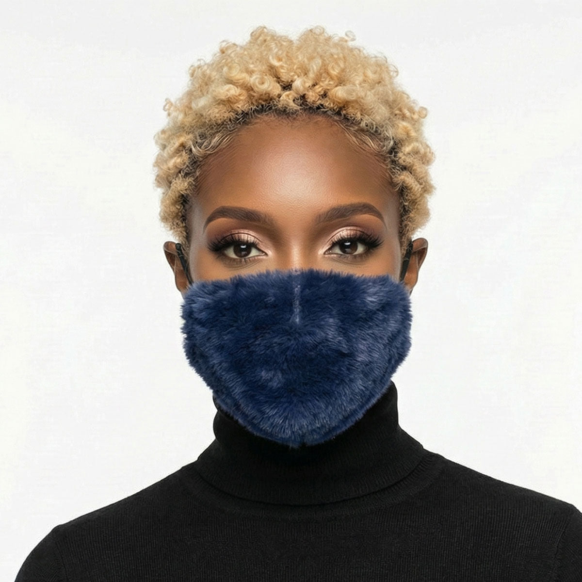 Navy Faux Fur Mask