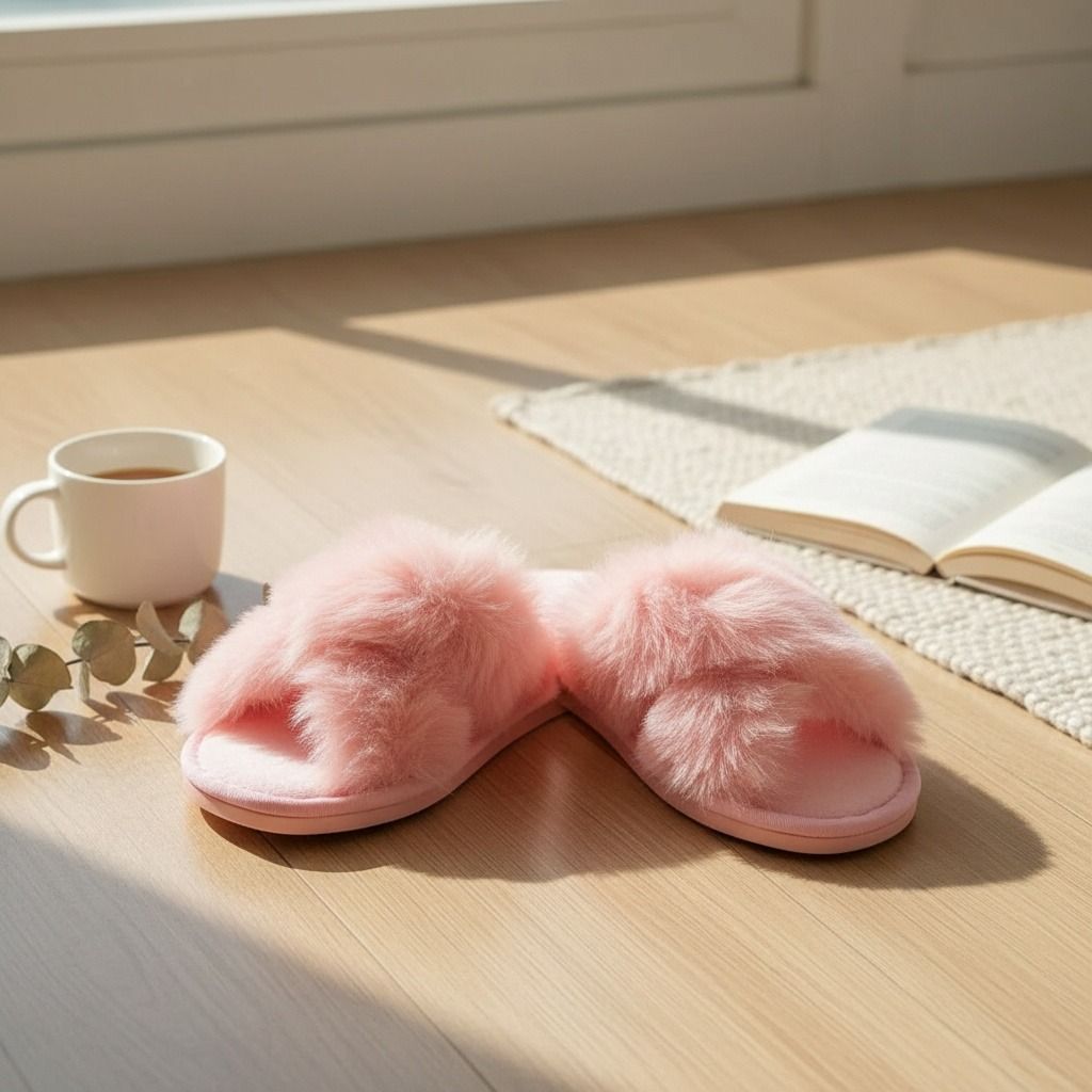 Size Medium Pink Fur Slippers