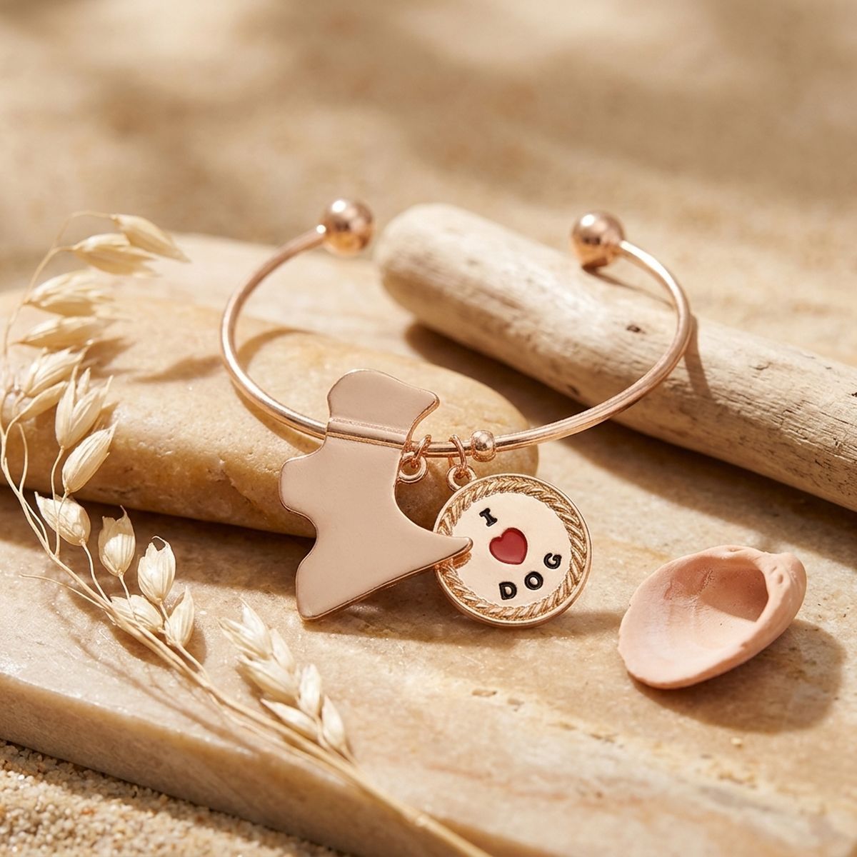 Pawsitively Charming: Gold Dog Charm Bangle
