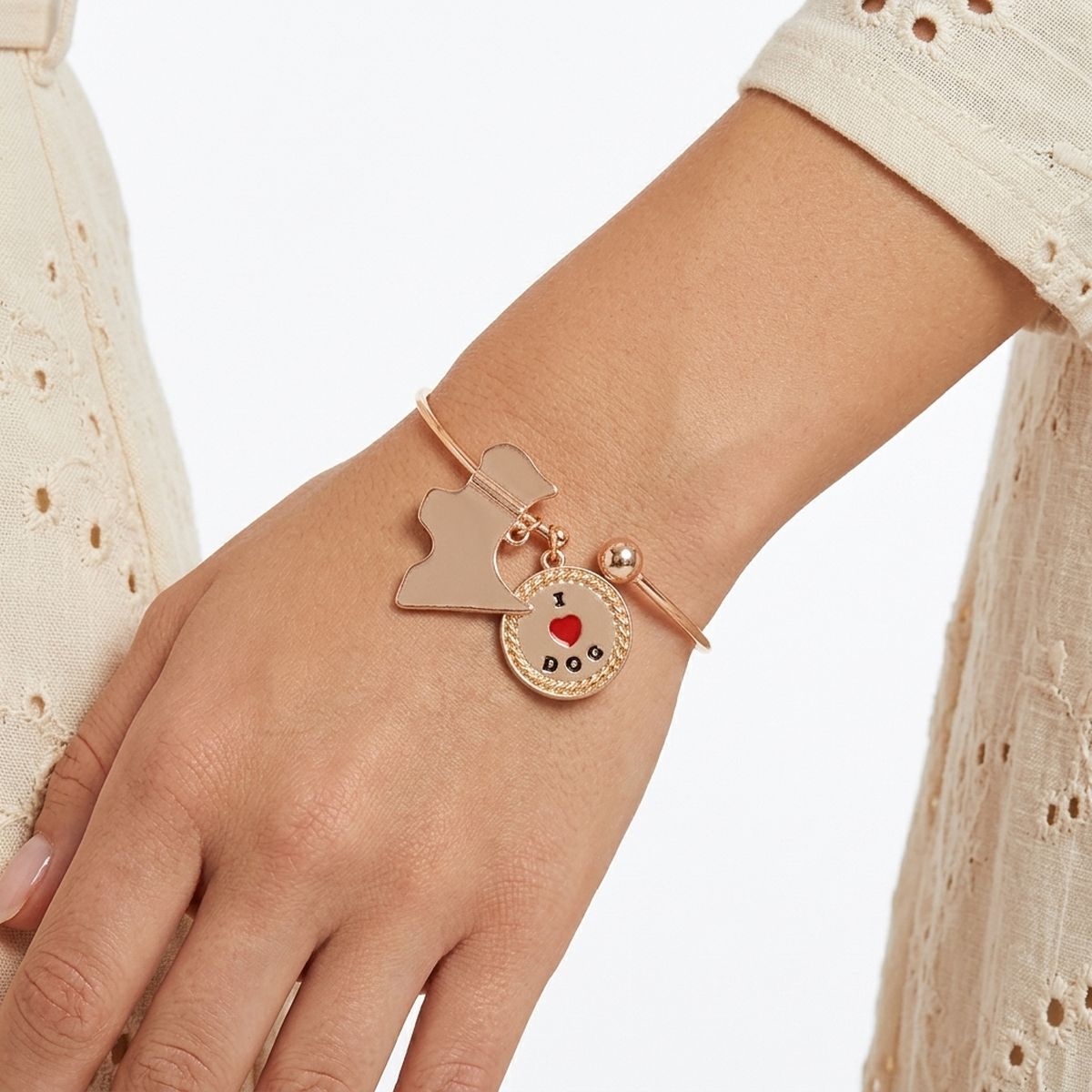 Pawsitively Charming: Gold Dog Charm Bangle