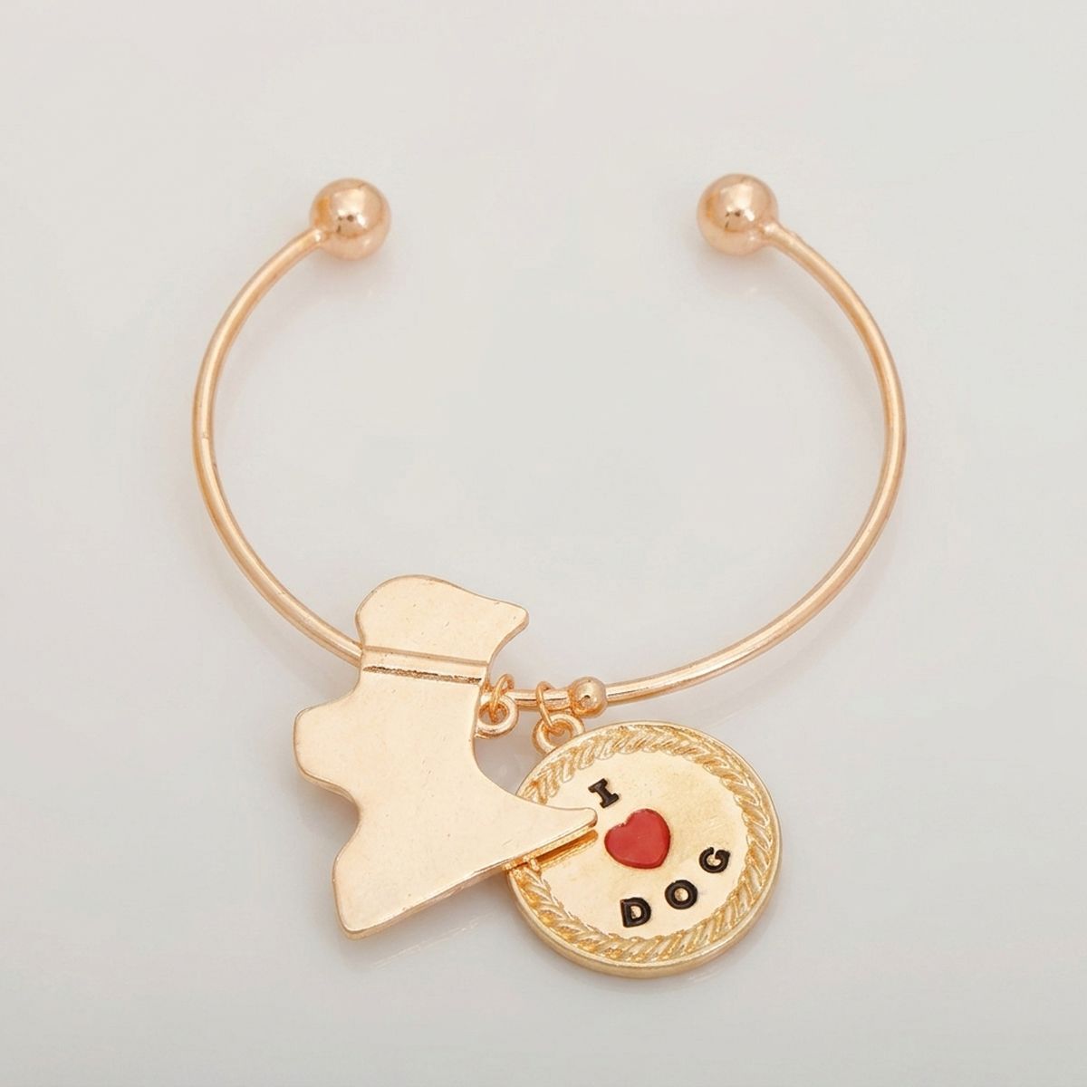 Pawsitively Charming: Gold Dog Charm Bangle
