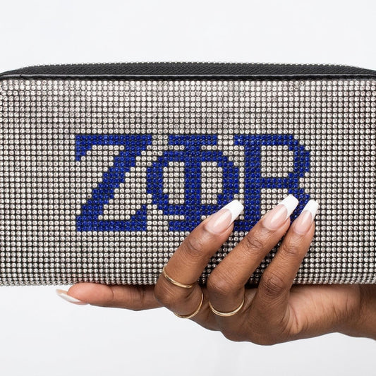 ZPB Greek Rhinestone Encrusted Zipper Wallet