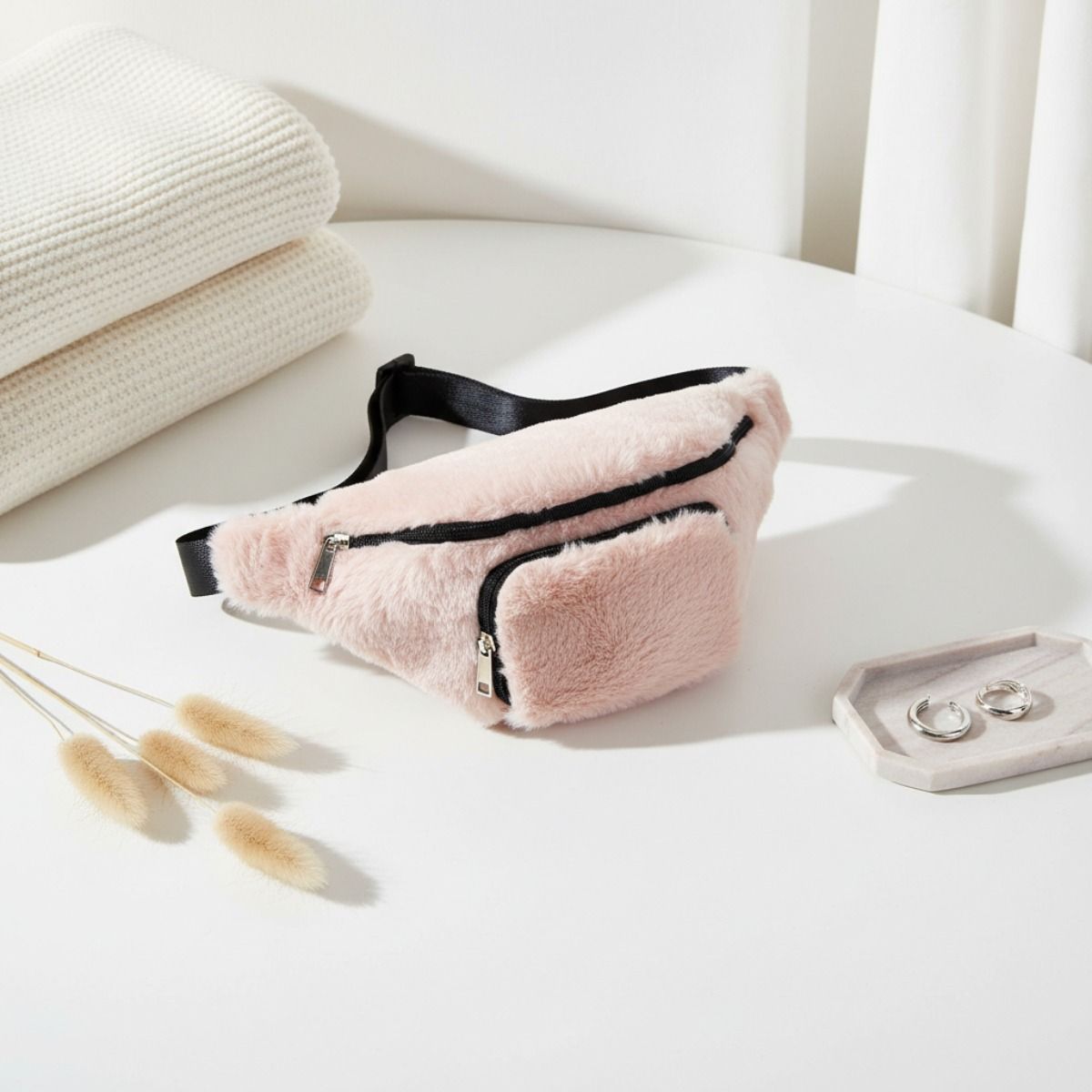 Pink Fur Fanny Pack