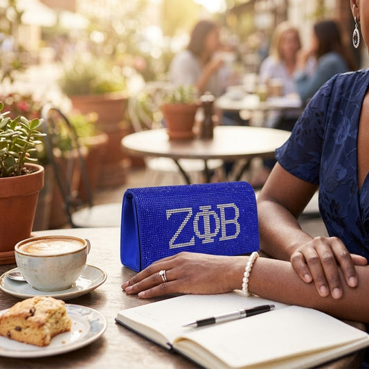 ZPB Blue and Clear Rhinestone Flap Snap Clutch Bag