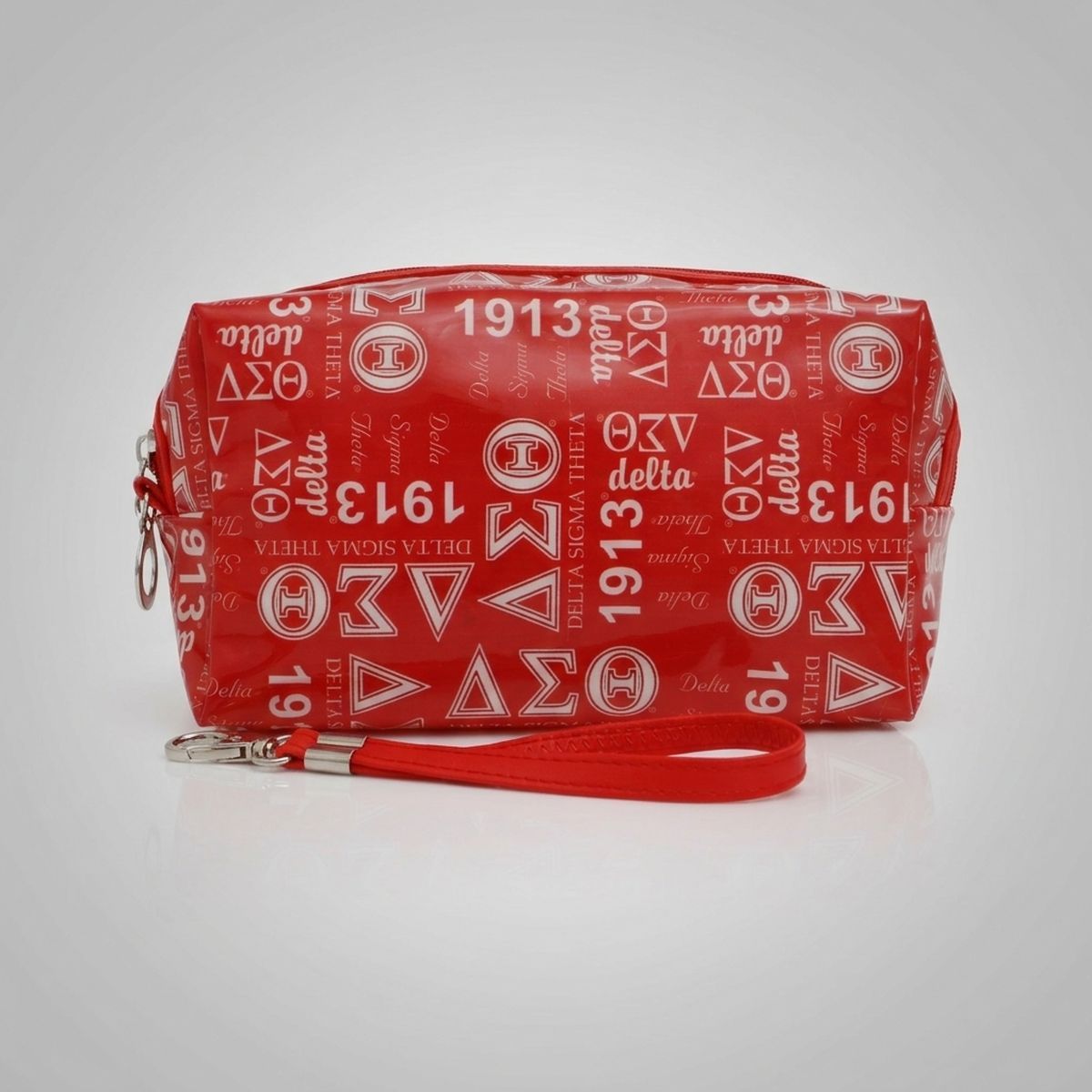 DST Red and White Graphic Print Makeup Pouch
