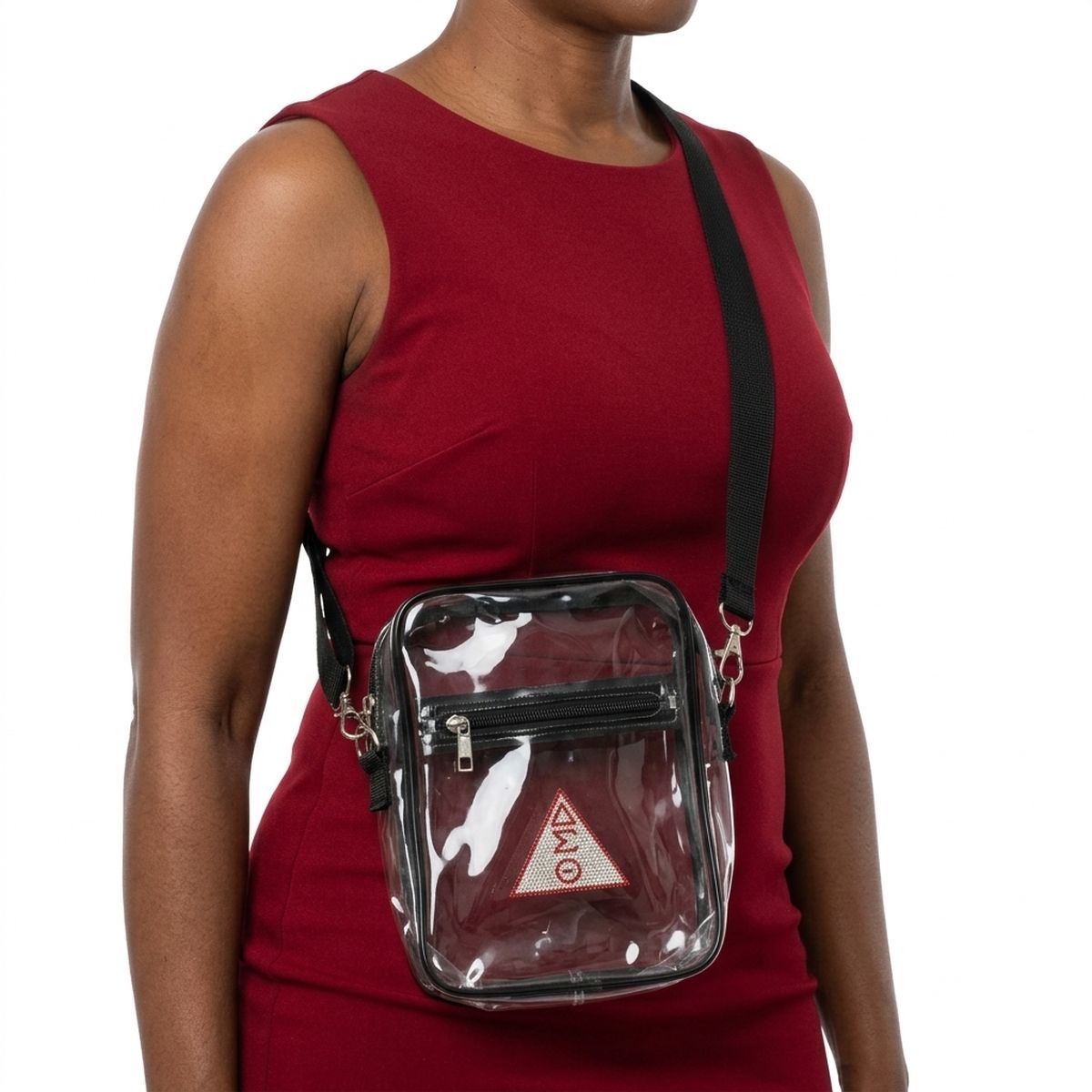 DST Black and Clear Greek Stadium Crossbody Bag