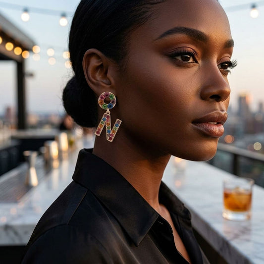 Rainbow Radiance: Dangling N Earrings