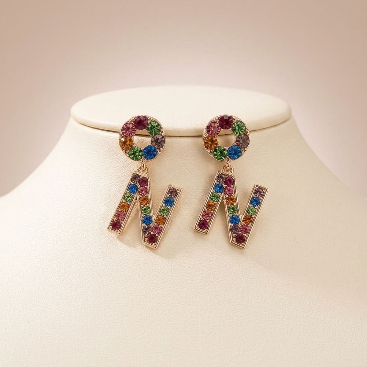Rainbow Radiance: Dangling N Earrings