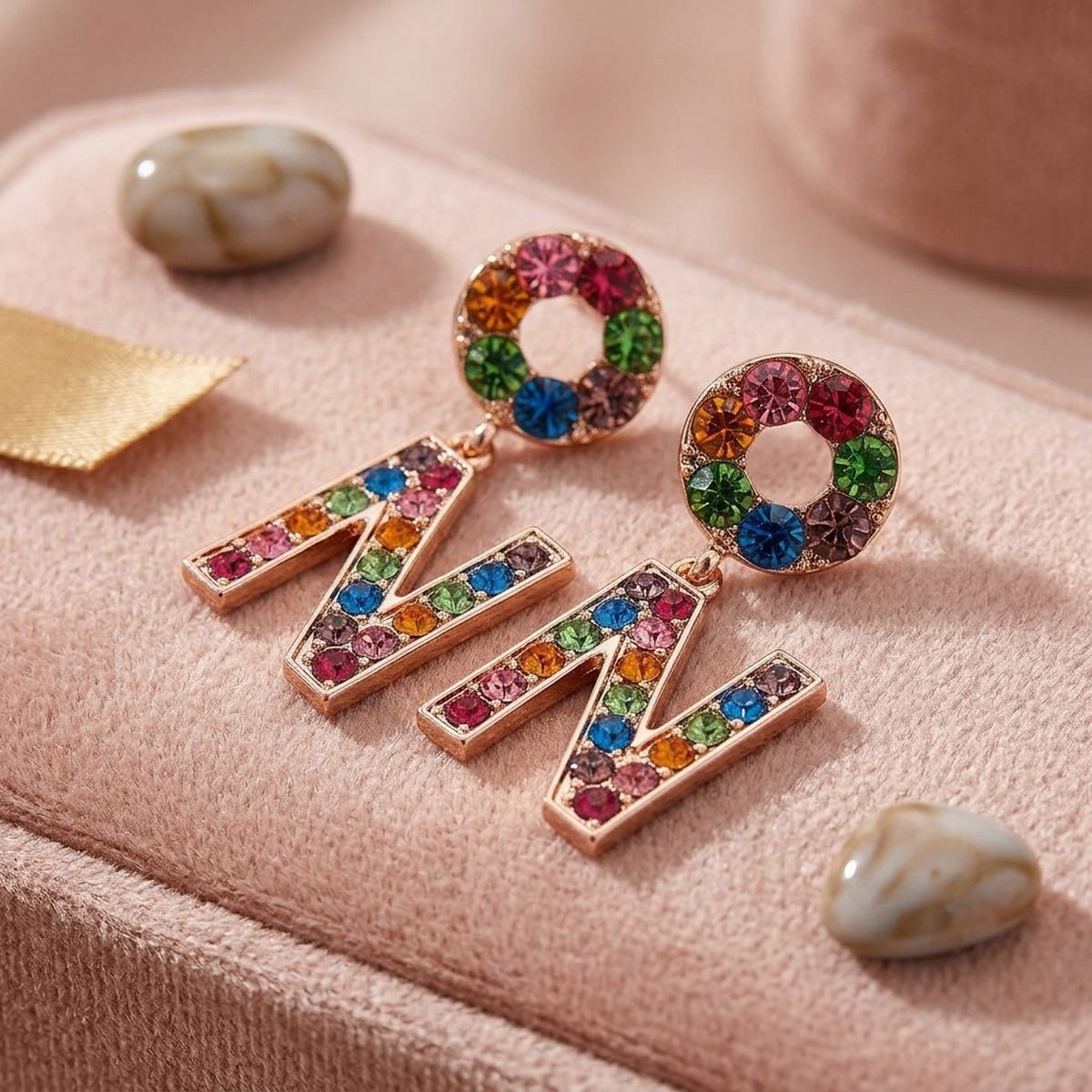 Rainbow Radiance: Dangling N Earrings