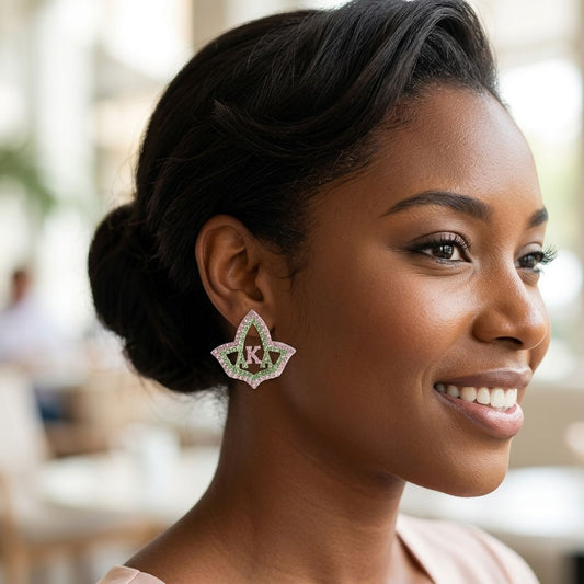 AKA Ivy Leaf Greek Rhinestone Stud Earrings