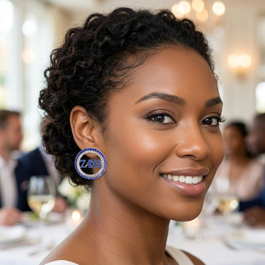 ZPB Circle Greek Rhinestone Stud Earrings