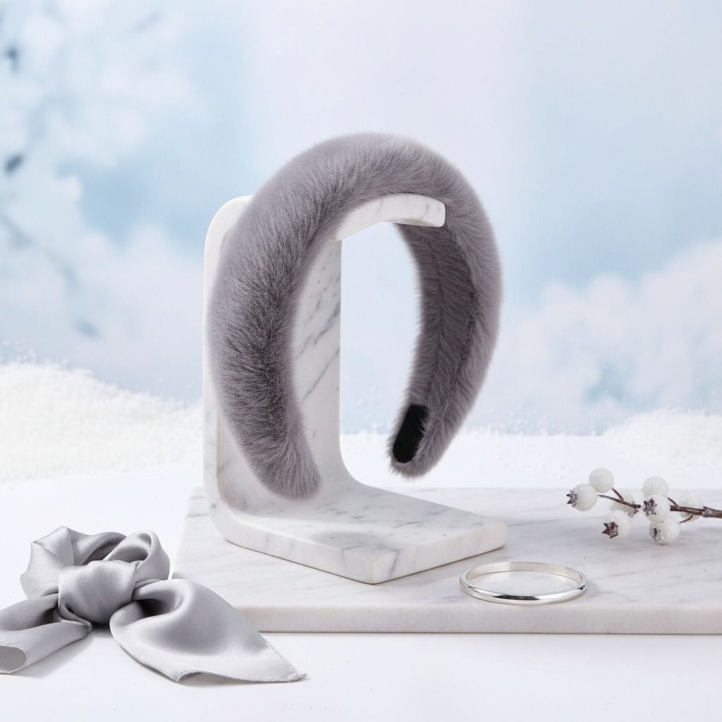 Slate Gray Fur Headband