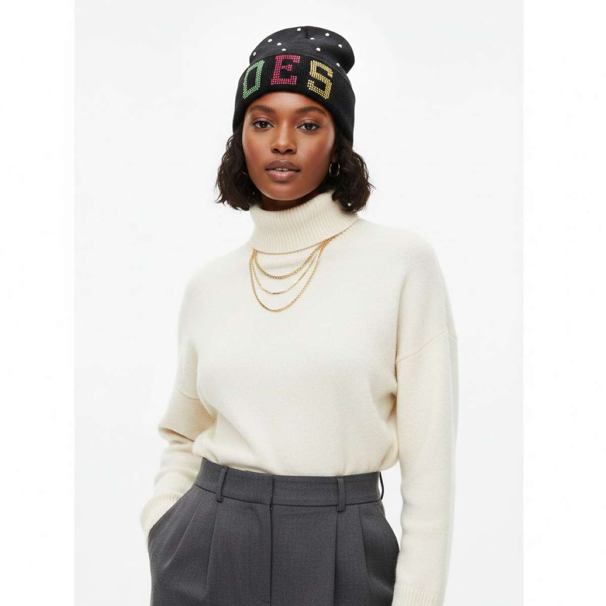 OES Sorority Pride Black Bling Winter Beanie Hat