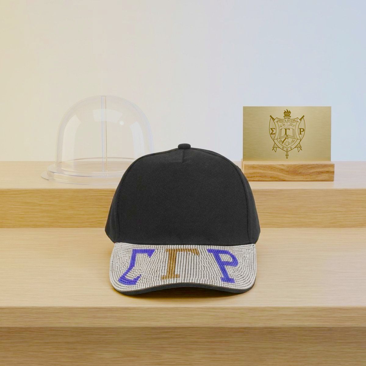 SGRHO Black Canvas Greek Brim Baseball Cap
