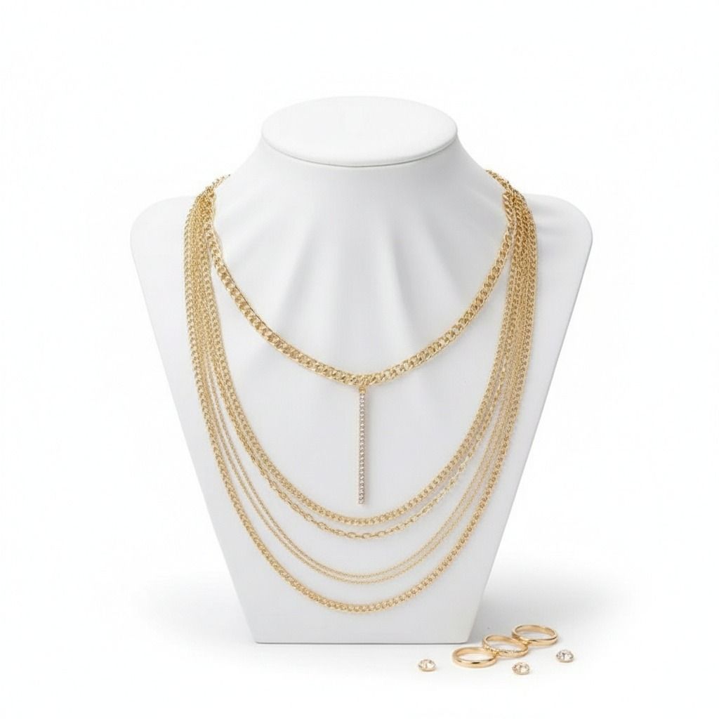 Multi Layer Gold Chain Bar Choker