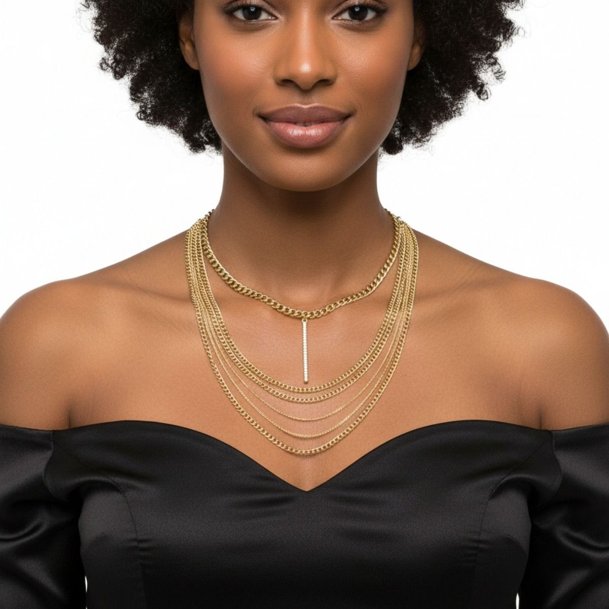 Multi Layer Gold Chain Bar Choker