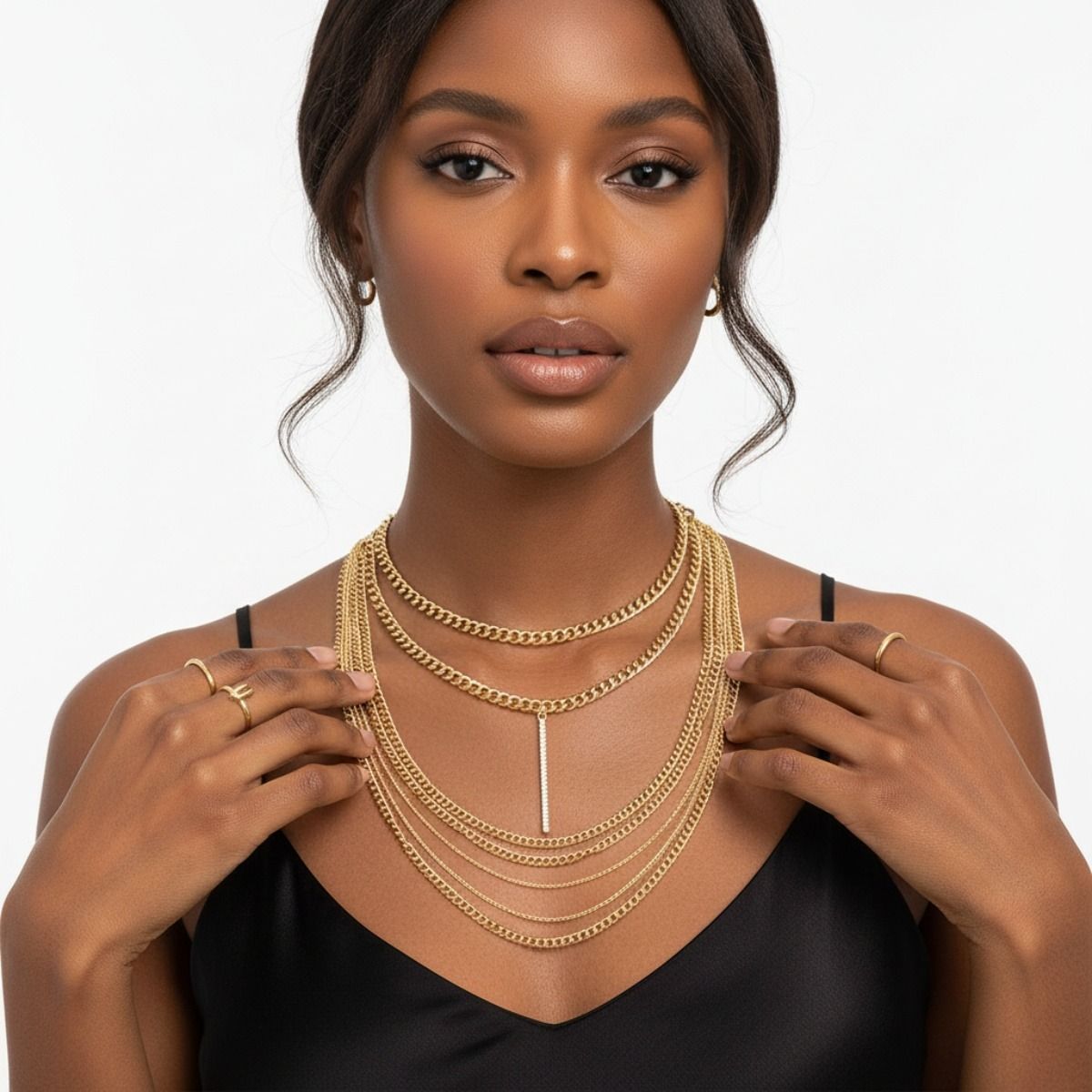 Multi Layer Gold Chain Bar Choker