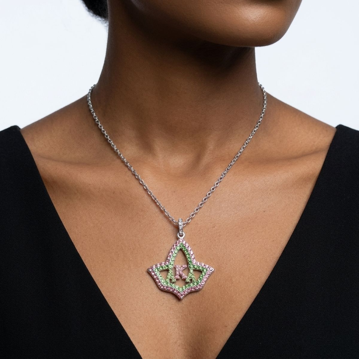 AKA Ivy Leaf Rhinestone Pendant Chain Necklace