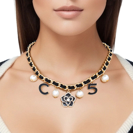Gilded Glamour: The Camellia Charm Necklace - Premium Wholesale Jewelry from Pinktown - Just $17! Shop now at chiquestyles