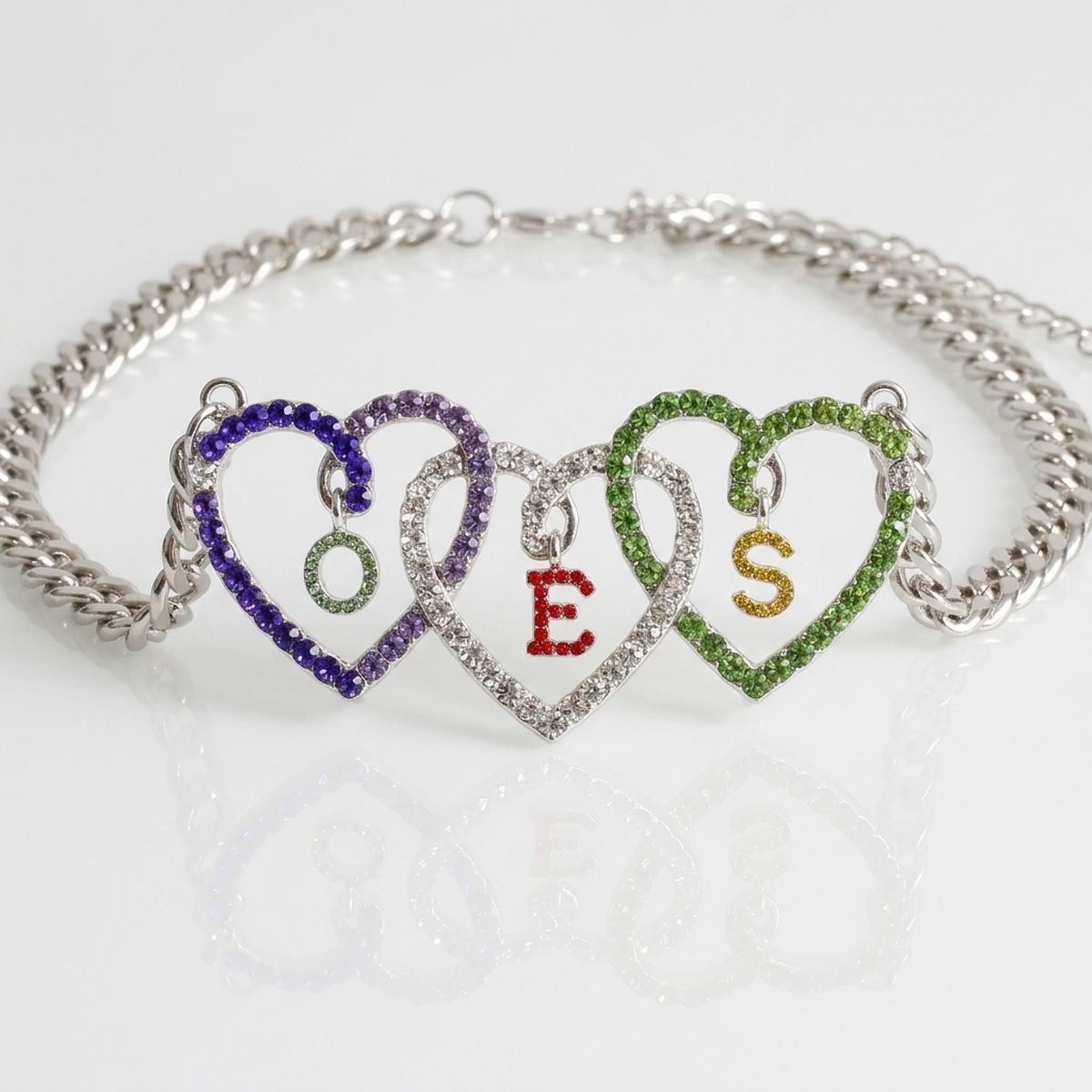 OES Multicolor Triple Heart Pendant Necklace