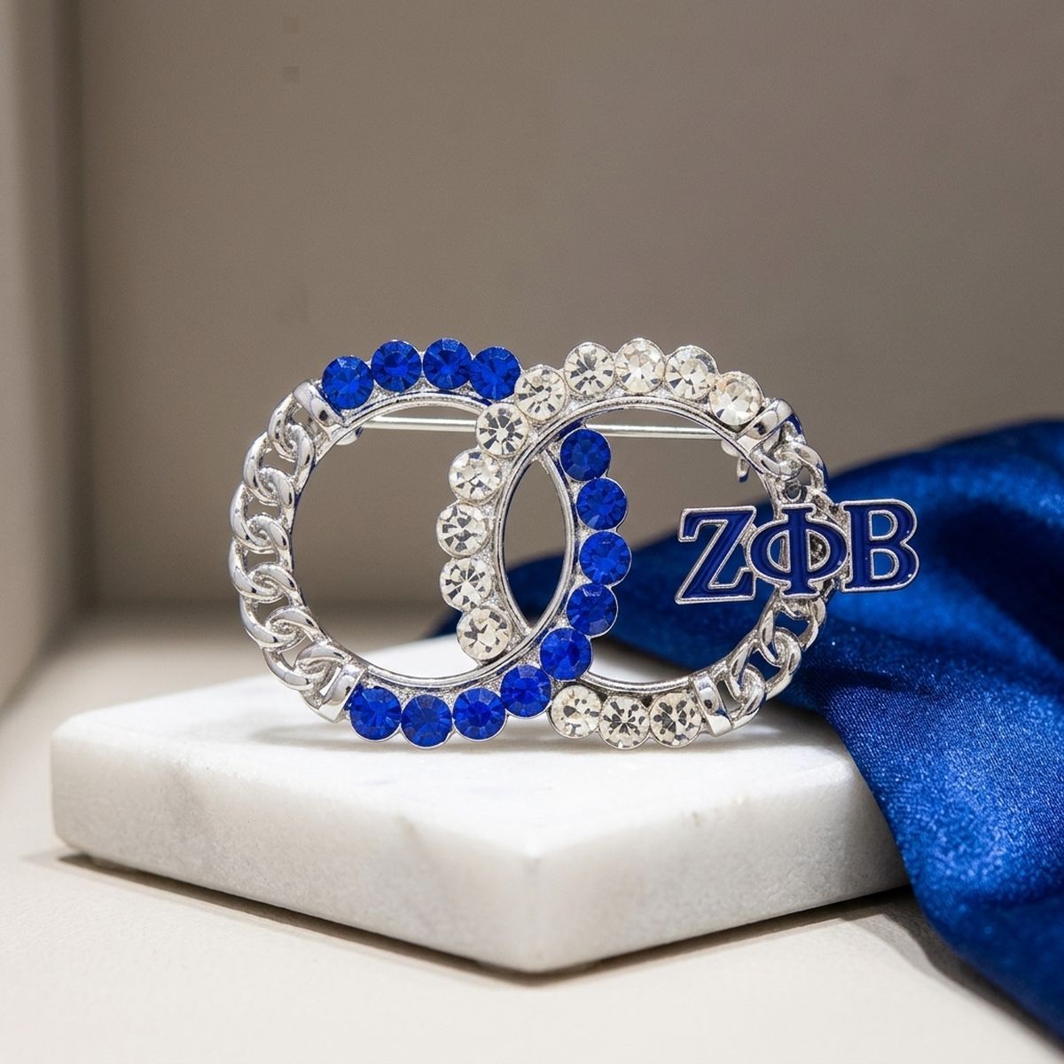 Zeta Phi Beta Circles Rhinestone Brooch