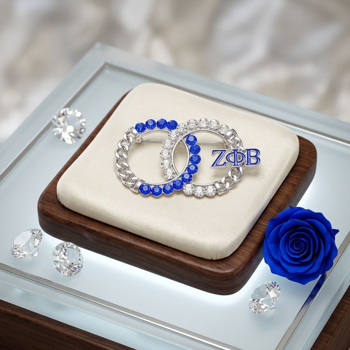 Zeta Phi Beta Circles Rhinestone Brooch