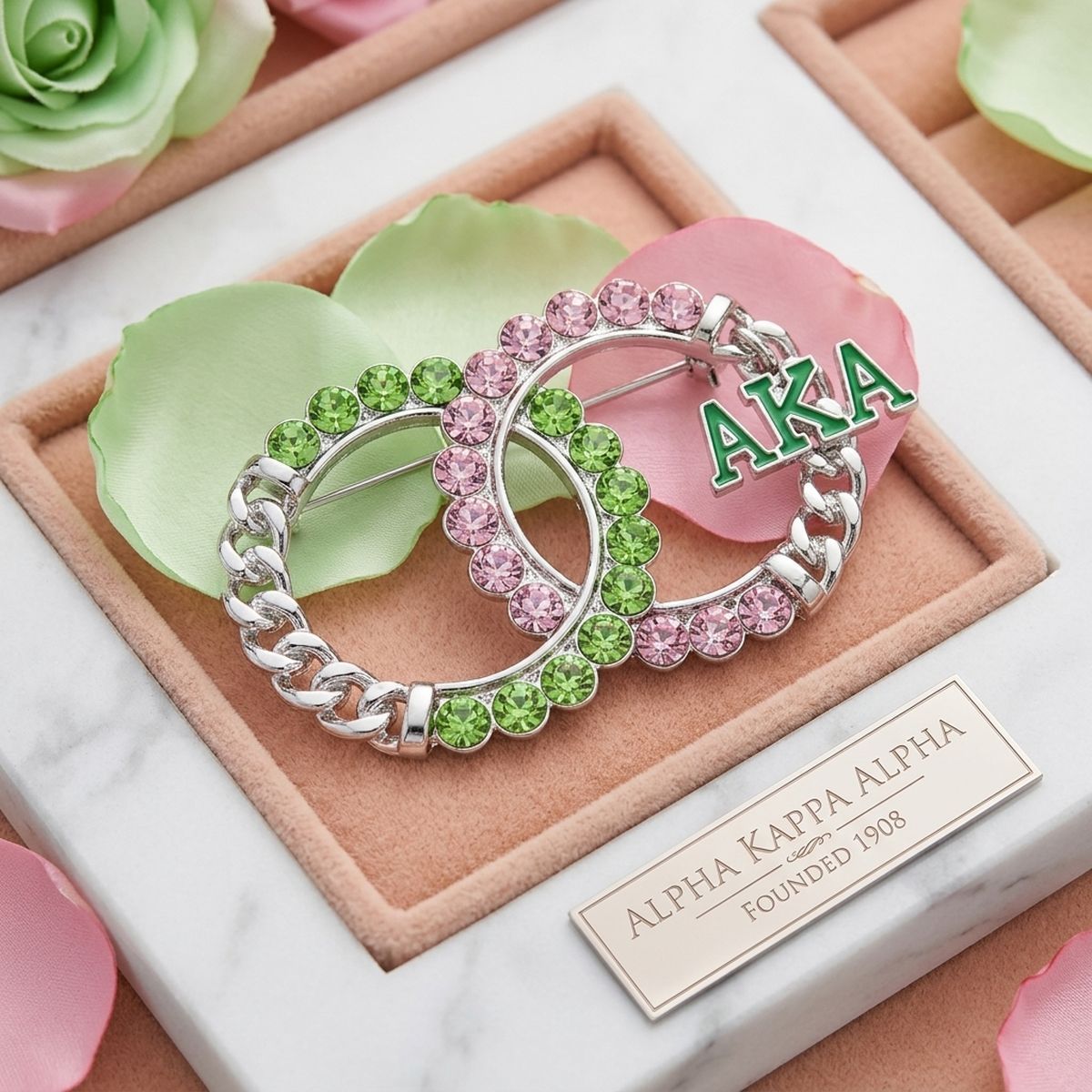 Alpha Kappa Alpha Circles Rhinestone Brooch