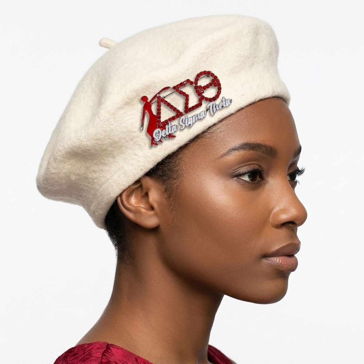 Delta Sigma Theta Red Fortitude Rhinestone Brooch