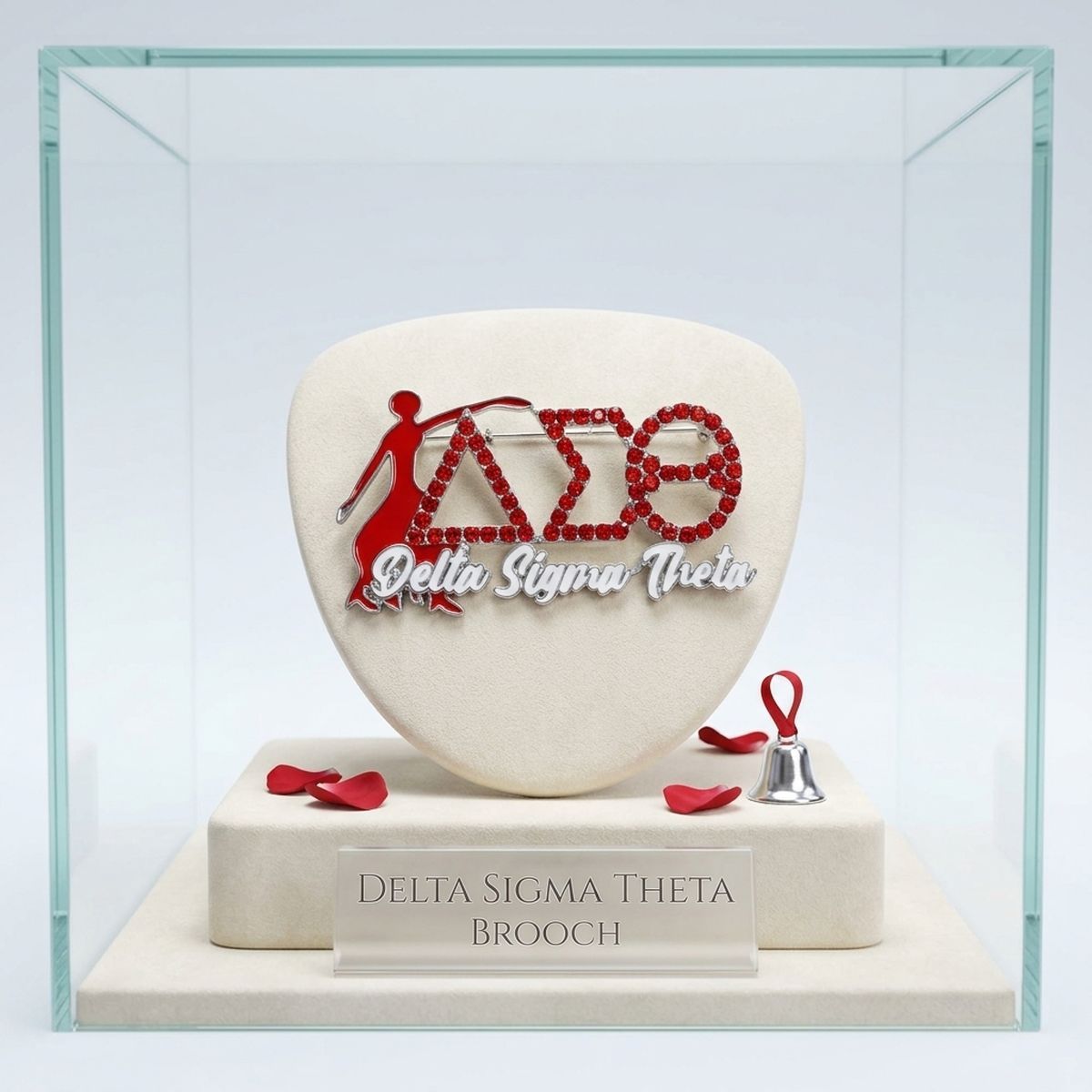 Delta Sigma Theta Red Fortitude Rhinestone Brooch