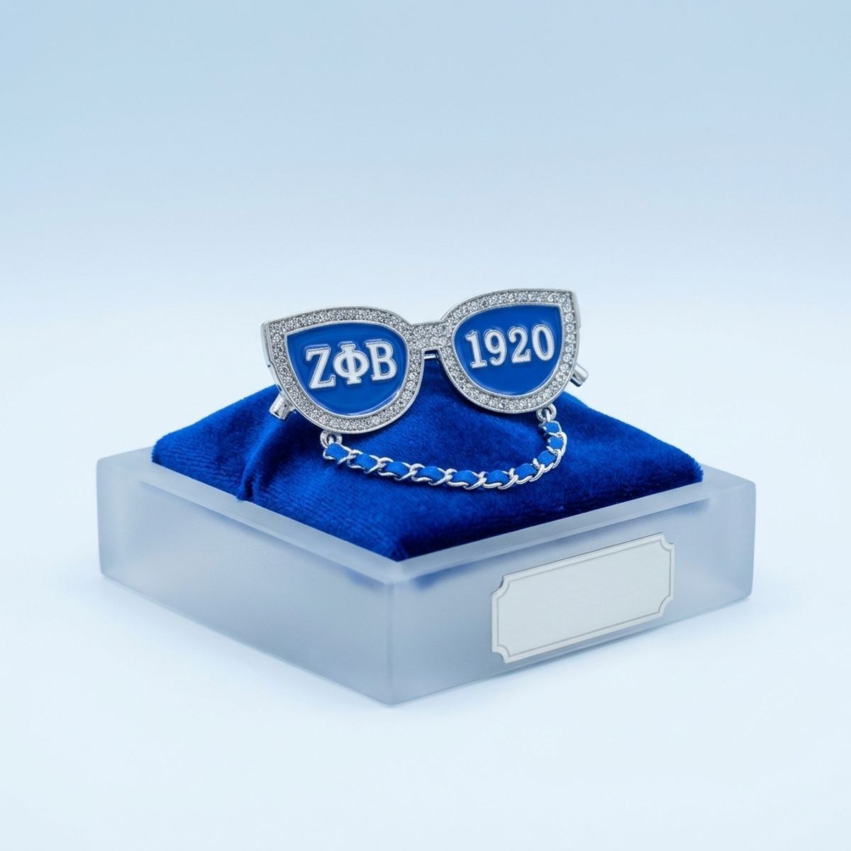 ZPB Blue 1920 Sunglasses Rhinestone Brooch Pin