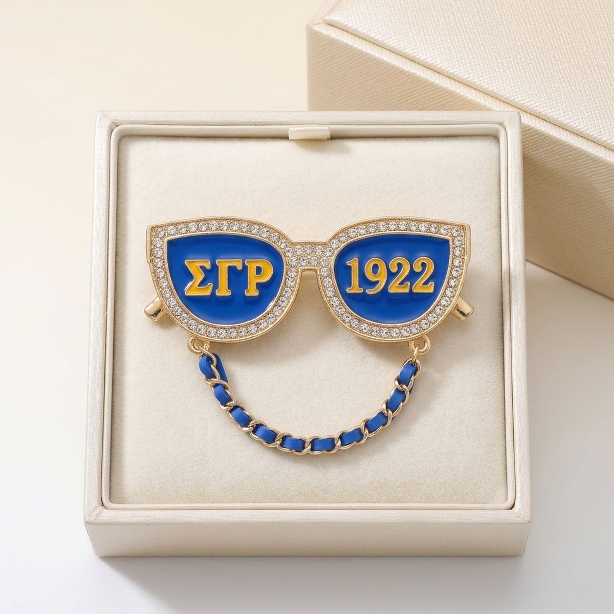 SGRHO Blue 1922 Sunglasses Rhinestone Brooch Pin