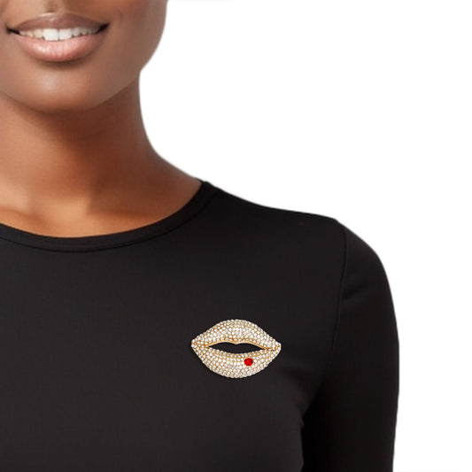 Brooch Bling 3D Lips Pin for Women - Premium Wholesale Jewelry from Pinktown - Just $12! Shop now at chiquestyles