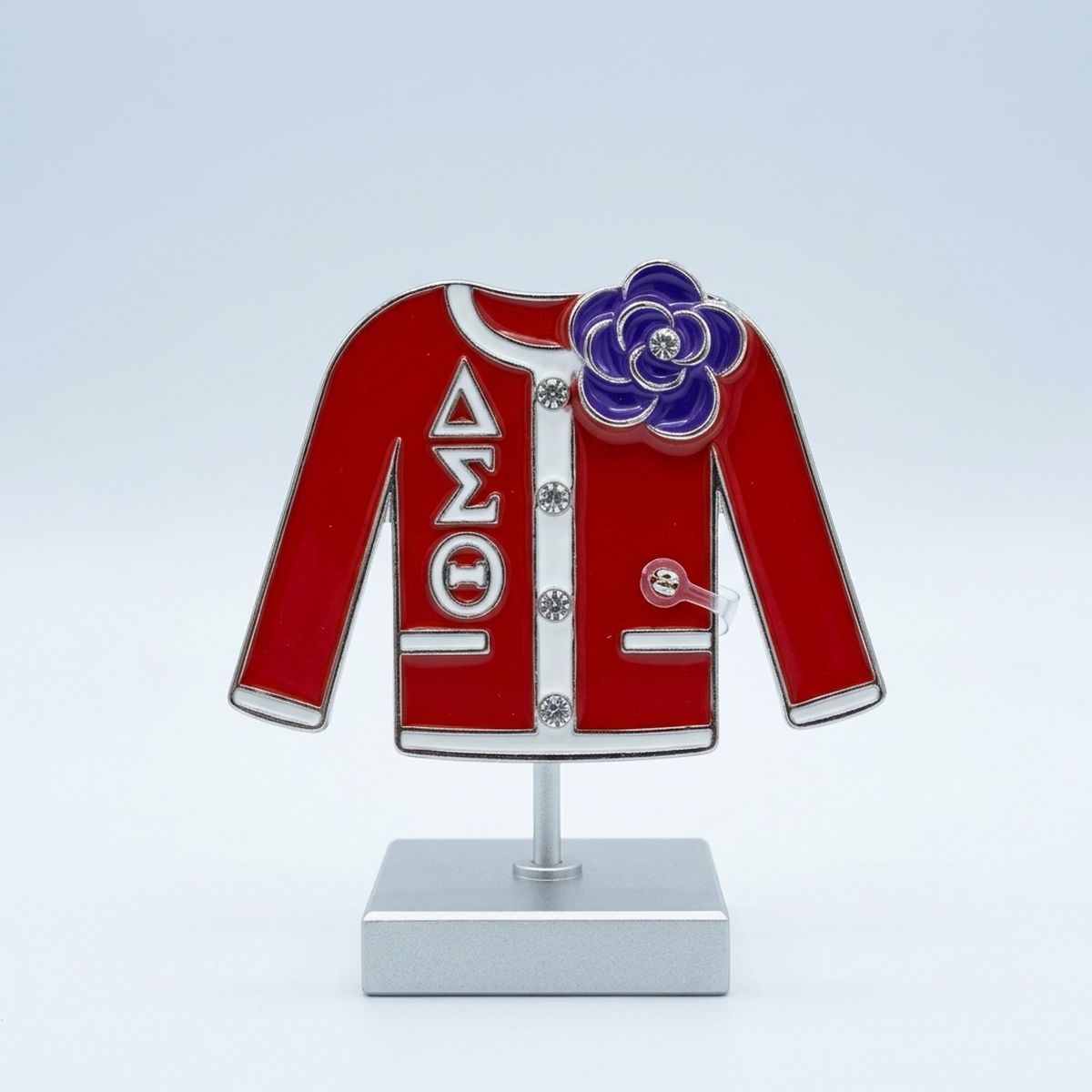 DST Red Cardigan African Violet Brooch Pin