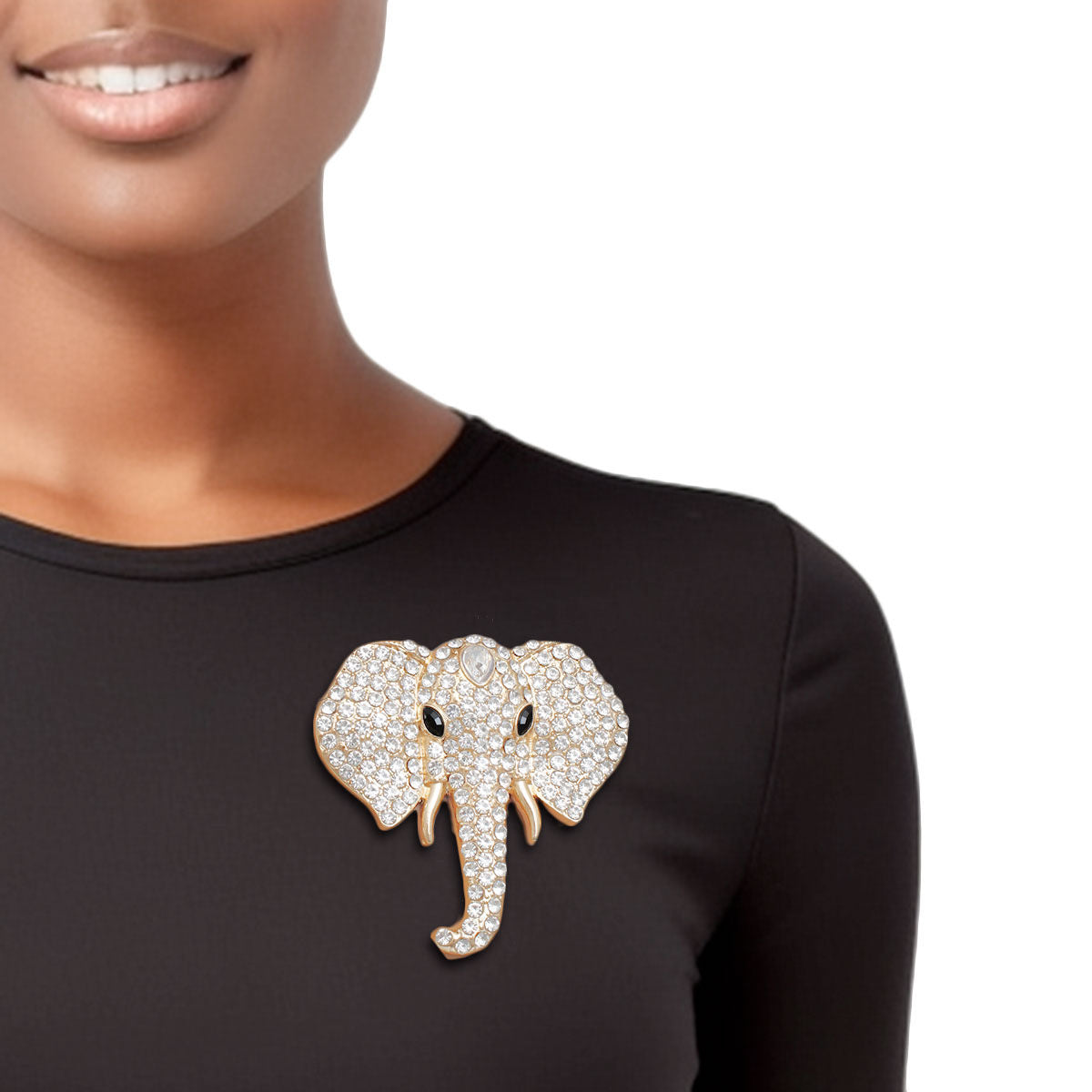 Brooch Gold Elephant Head Glam Pin for Women - Premium Wholesale Jewelry from Pinktown - Just $16! Shop now at chiquestyles