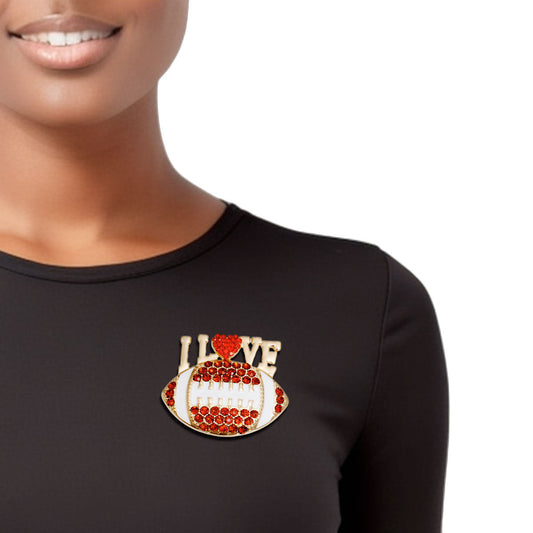 Brooch I LOVE Football Bling Pin for Women - Premium Wholesale Jewelry from Pinktown - Just $12! Shop now at chiquestyles