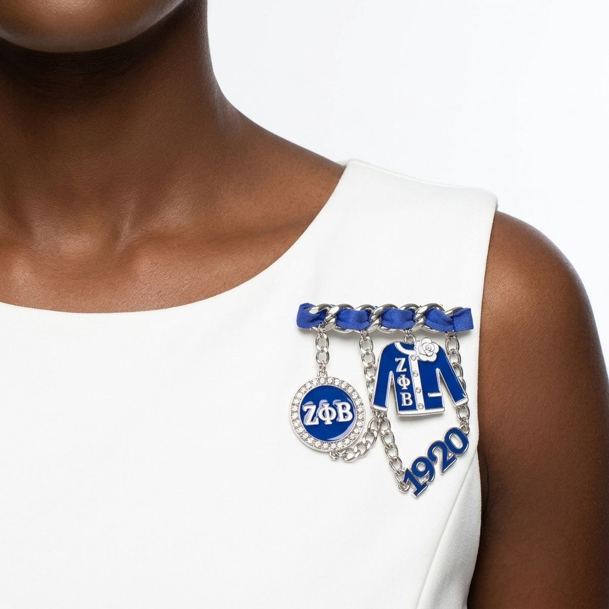 Zeta Phi Beta 1920 Ribbon Charm Brooch